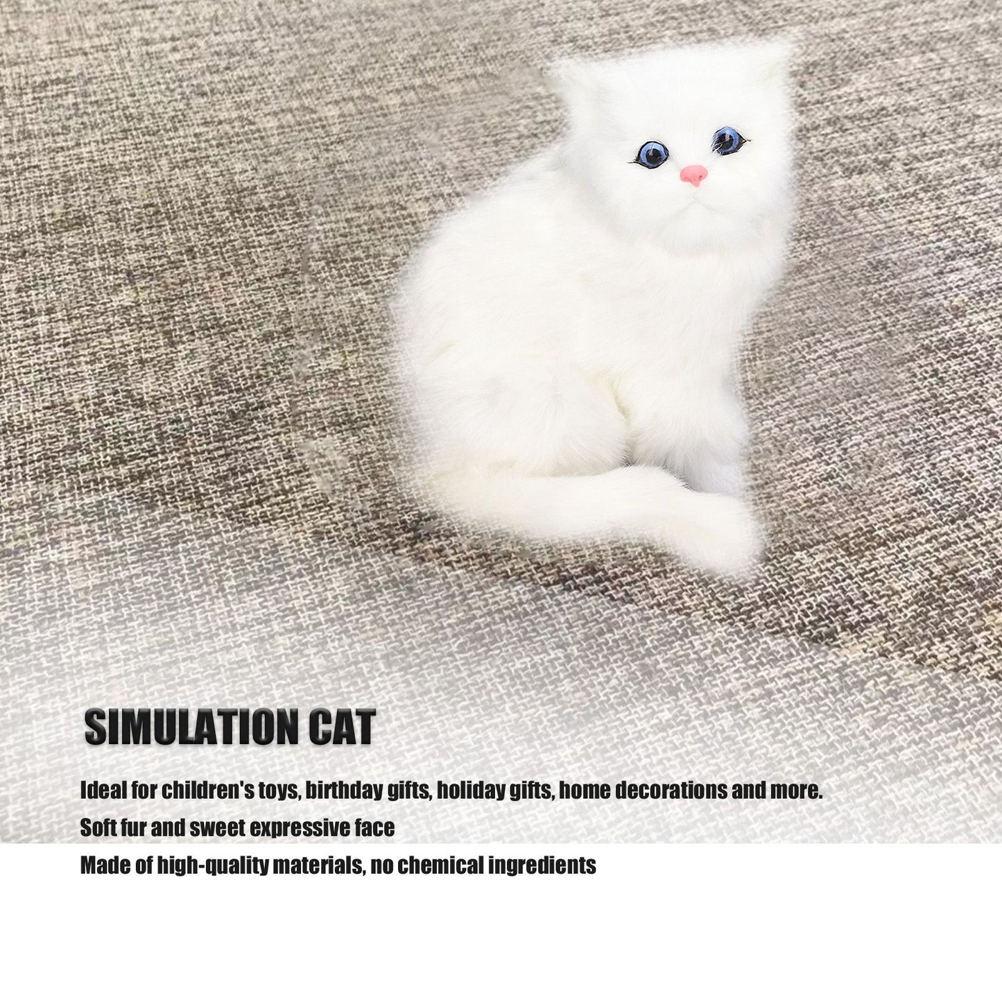 Simulation Cat White Cute Attractive Plush Fake Cat Toy with 84mAh Battery for Toy Gift Decorations V1294-YM0523-3115220003711