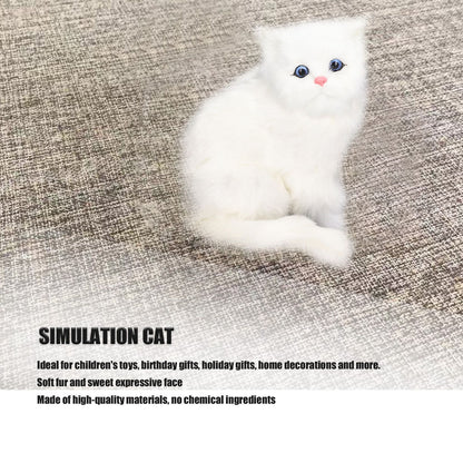 Simulation Cat White Cute Attractive Plush Fake Cat Toy with 84mAh Battery for Toy Gift Decorations V1294-YM0523-3115220003711