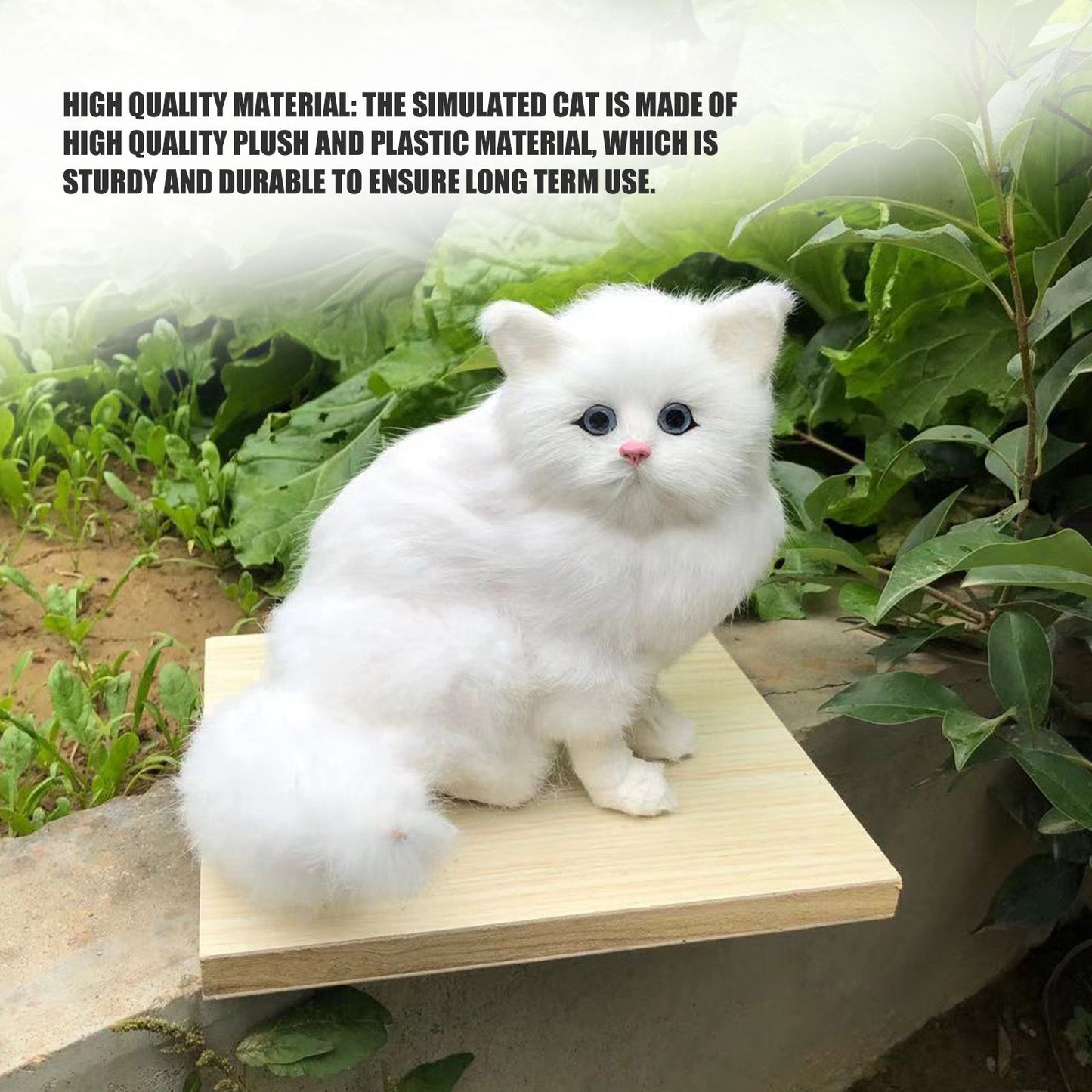 Simulation Cat White Cute Attractive Plush Fake Cat Toy with 84mAh Battery for Toy Gift Decorations V1294-YM0523-3115220003711