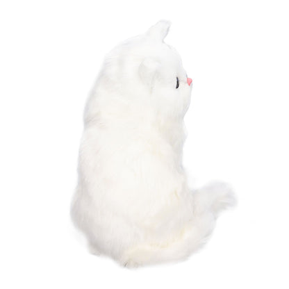 Simulation Cat White Cute Attractive Plush Fake Cat Toy with 84mAh Battery for Toy Gift Decorations V1294-YM0523-3115220003711