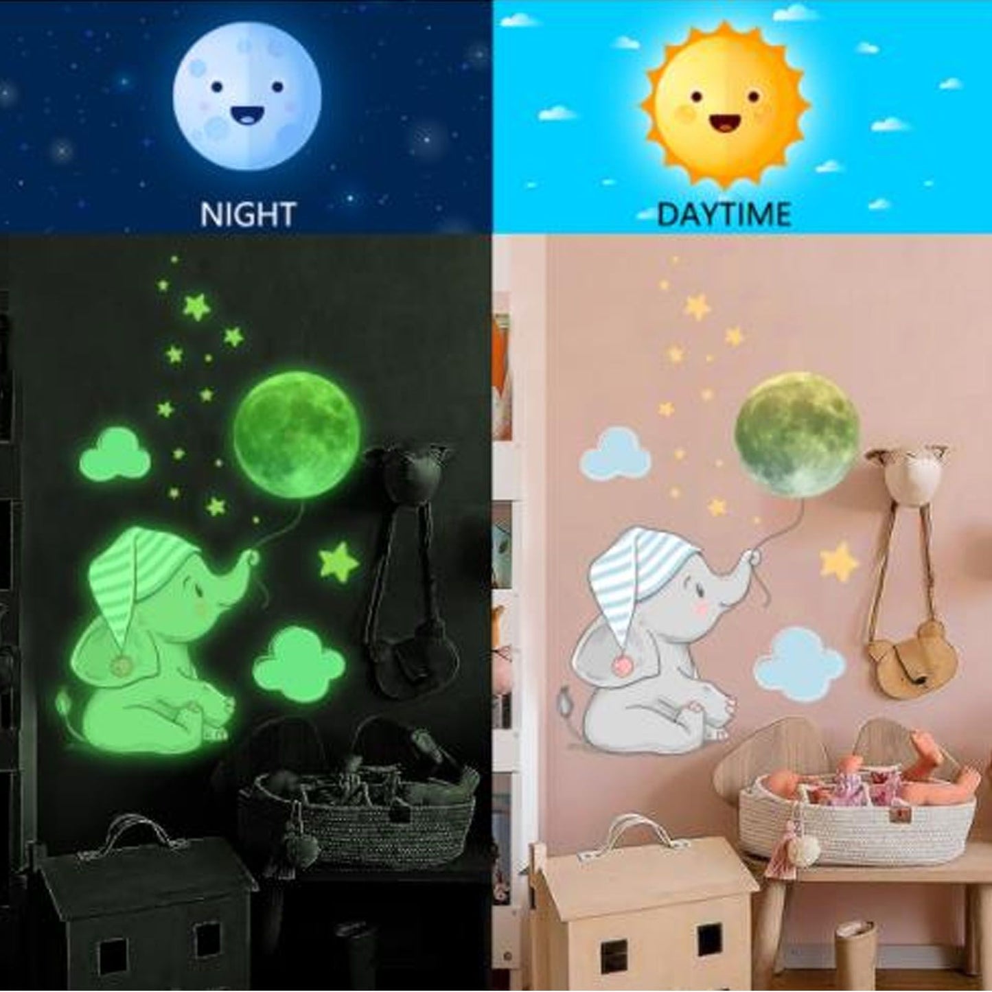 2Set Luminous Wall Sticker DIY Glowing Wall Decals Self Adhesive Wall Paper for Bedroom V1294-YM0523-3115220003911