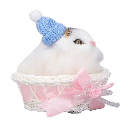 Lovely Simulation Cat Comfortable Feel Rabbit Fur Cat Stuffed Animal with Sound for Kids Toy Car Decoration V1294-YM0523-3115220004211