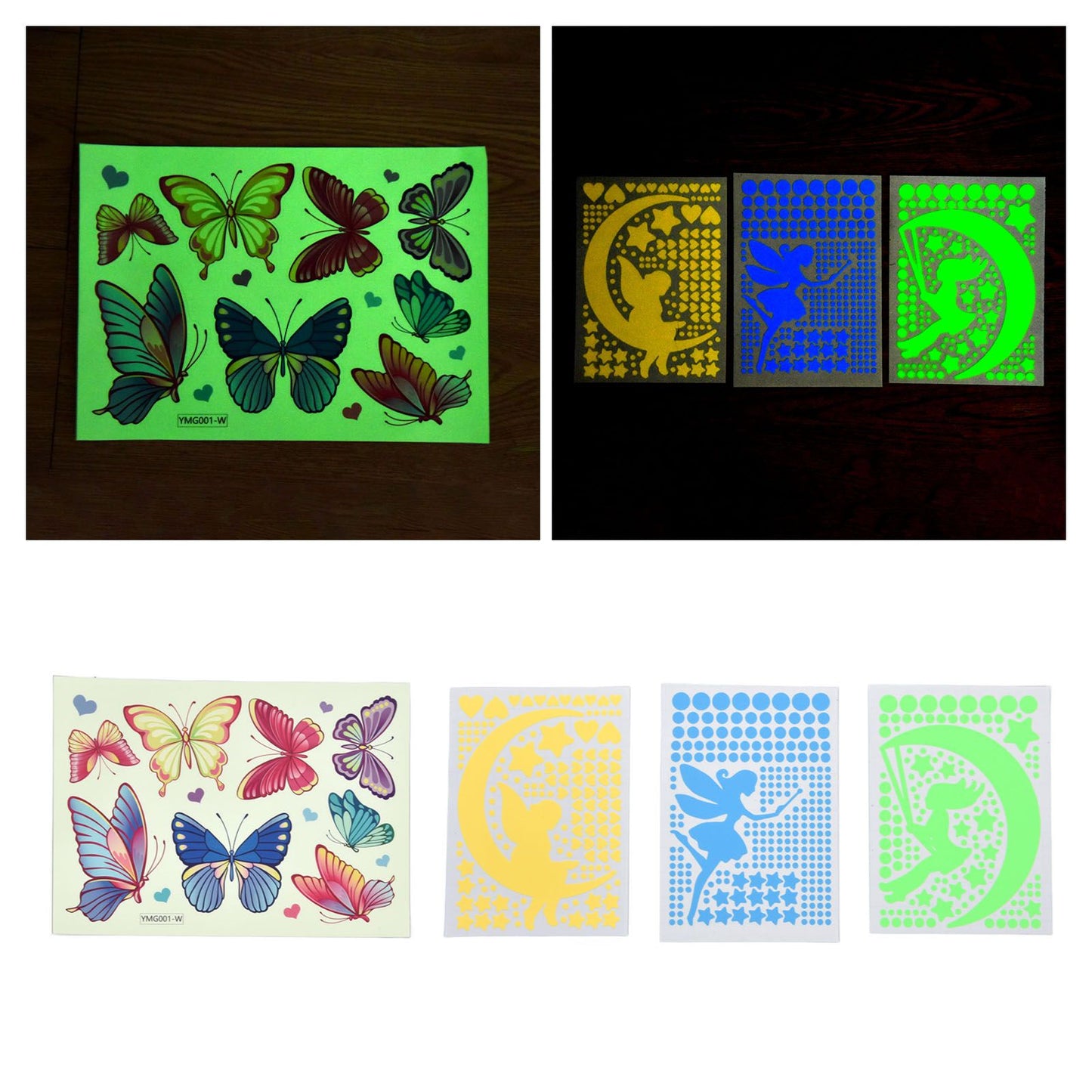 4Pcs Wall Stickers PVC Material Self Adhesive Luminous Design Cute Exquisite Wall Paper Decor V1294-YM0523-3115220004711