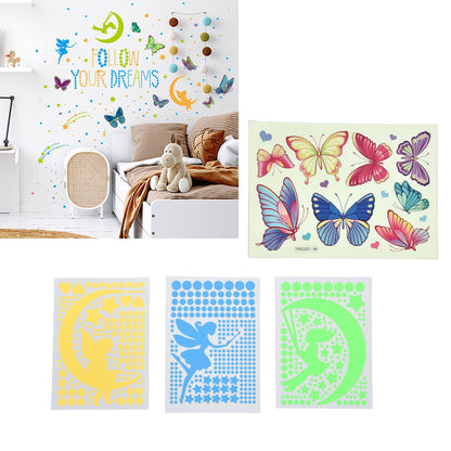 4Pcs Wall Stickers PVC Material Self Adhesive Luminous Design Cute Exquisite Wall Paper Decor V1294-YM0523-3115220004711