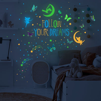 4Pcs Wall Stickers PVC Material Self Adhesive Luminous Design Cute Exquisite Wall Paper Decor V1294-YM0523-3115220004711