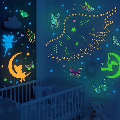 4Pcs Wall Stickers PVC Material Self Adhesive Luminous Design Cute Exquisite Wall Paper Decor V1294-YM0523-3115220004711