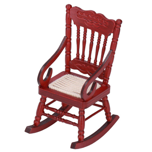 Dollhouse Miniature Chair Exquisite Details Bright Color Miniature Dollhouse Wooden Furniture for 1:12 V1294-YM0523-3115220005412