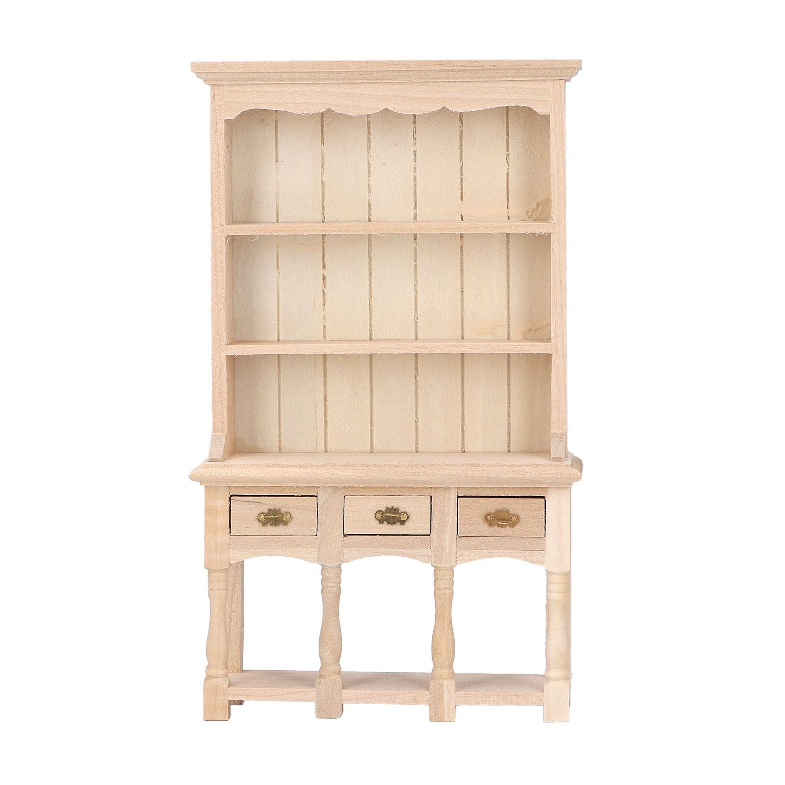 Dollhouse Bookshelf 1/12 Scale 3 Layer Drawer Design Classic Pure Colors DIY Coloring Miniature Bookcase for V1294-YM0523-3115220005611