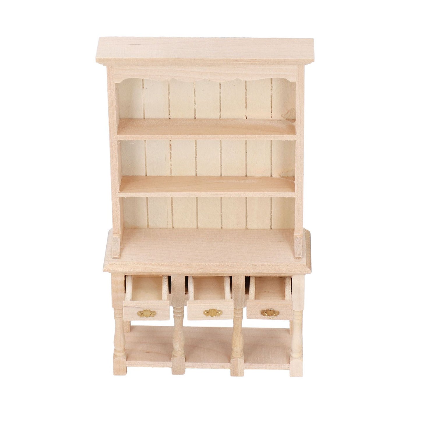 Dollhouse Bookshelf 1/12 Scale 3 Layer Drawer Design Classic Pure Colors DIY Coloring Miniature Bookcase for V1294-YM0523-3115220005611