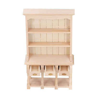 Dollhouse Bookshelf 1/12 Scale 3 Layer Drawer Design Classic Pure Colors DIY Coloring Miniature Bookcase for V1294-YM0523-3115220005611