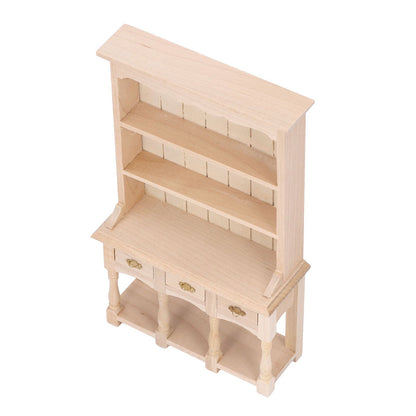 Dollhouse Bookshelf 1/12 Scale 3 Layer Drawer Design Classic Pure Colors DIY Coloring Miniature Bookcase for V1294-YM0523-3115220005611