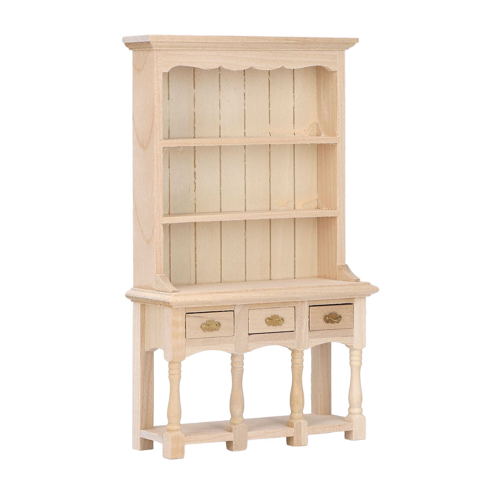 Dollhouse Bookshelf 1/12 Scale 3 Layer Drawer Design Classic Pure Colors DIY Coloring Miniature Bookcase for V1294-YM0523-3115220005611