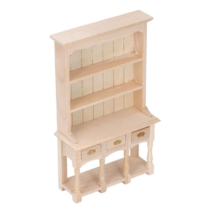 Dollhouse Bookshelf 1/12 Scale 3 Layer Drawer Design Classic Pure Colors DIY Coloring Miniature Bookcase for V1294-YM0523-3115220005611