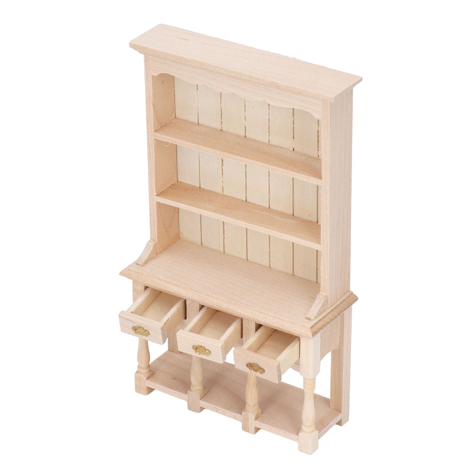 Dollhouse Bookshelf 1/12 Scale 3 Layer Drawer Design Classic Pure Colors DIY Coloring Miniature Bookcase for V1294-YM0523-3115220005611