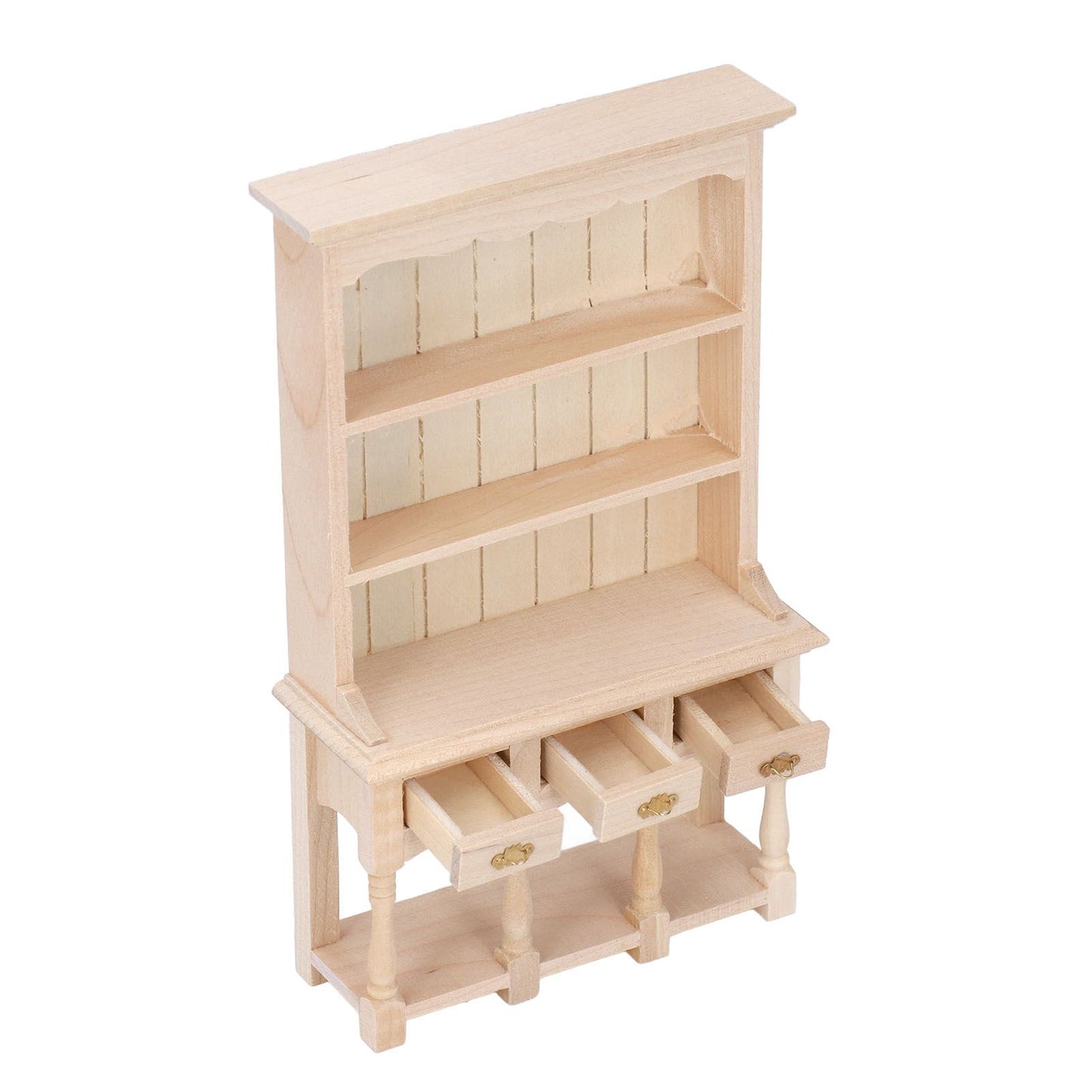 Dollhouse Bookshelf 1/12 Scale 3 Layer Drawer Design Classic Pure Colors DIY Coloring Miniature Bookcase for V1294-YM0523-3115220005611