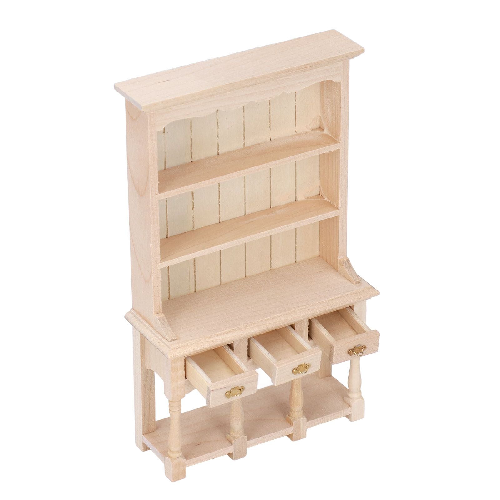 Dollhouse Bookshelf 1/12 Scale 3 Layer Drawer Design Classic Pure Colors DIY Coloring Miniature Bookcase for V1294-YM0523-3115220005611