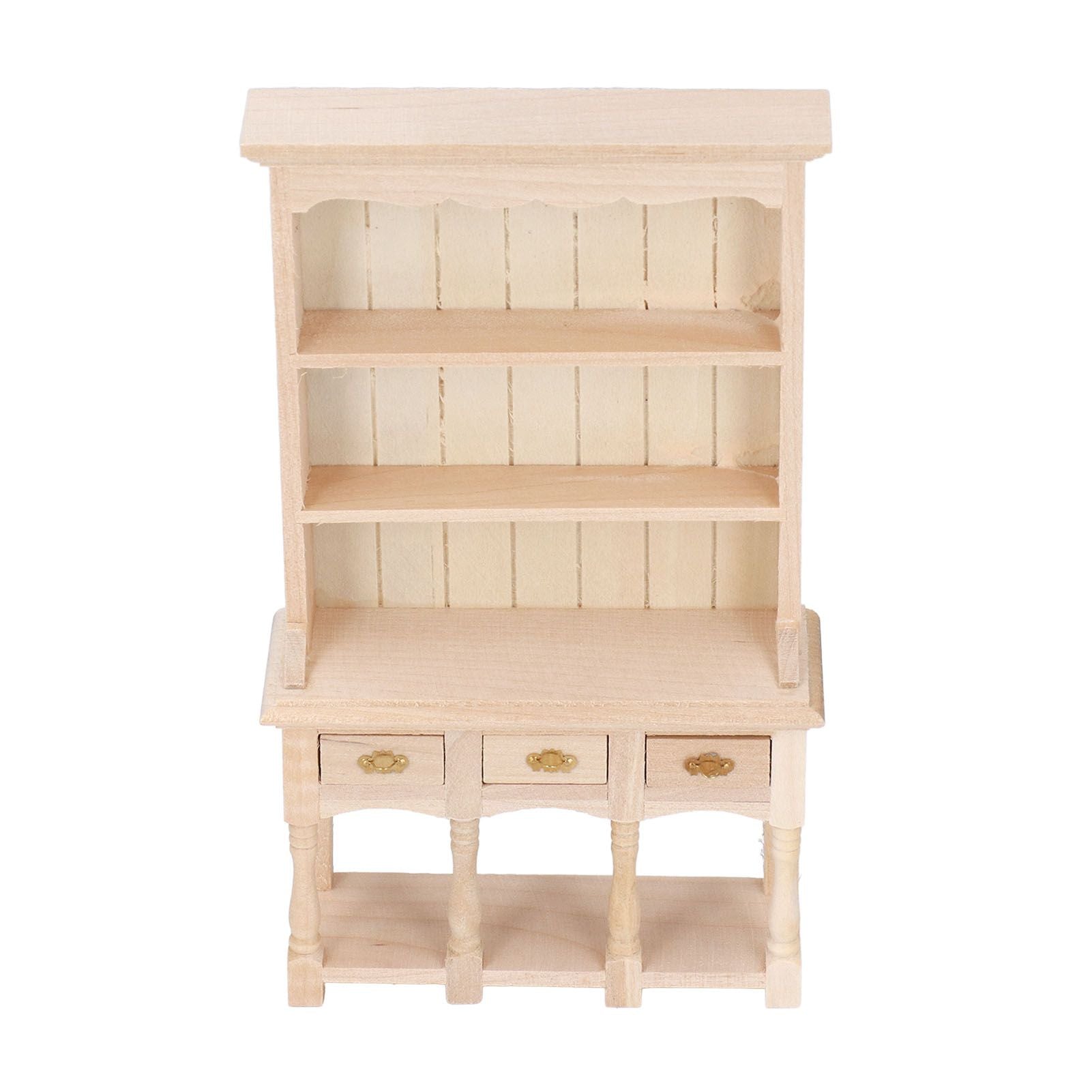 Dollhouse Bookshelf 1/12 Scale 3 Layer Drawer Design Classic Pure Colors DIY Coloring Miniature Bookcase for V1294-YM0523-3115220005611
