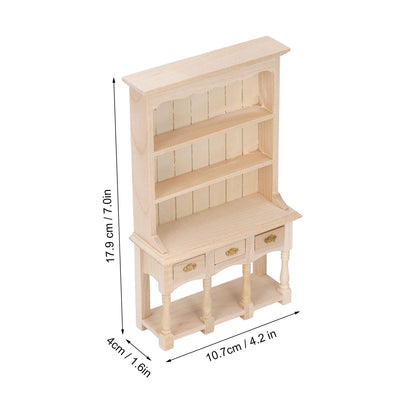 Dollhouse Bookshelf 1/12 Scale 3 Layer Drawer Design Classic Pure Colors DIY Coloring Miniature Bookcase for V1294-YM0523-3115220005611