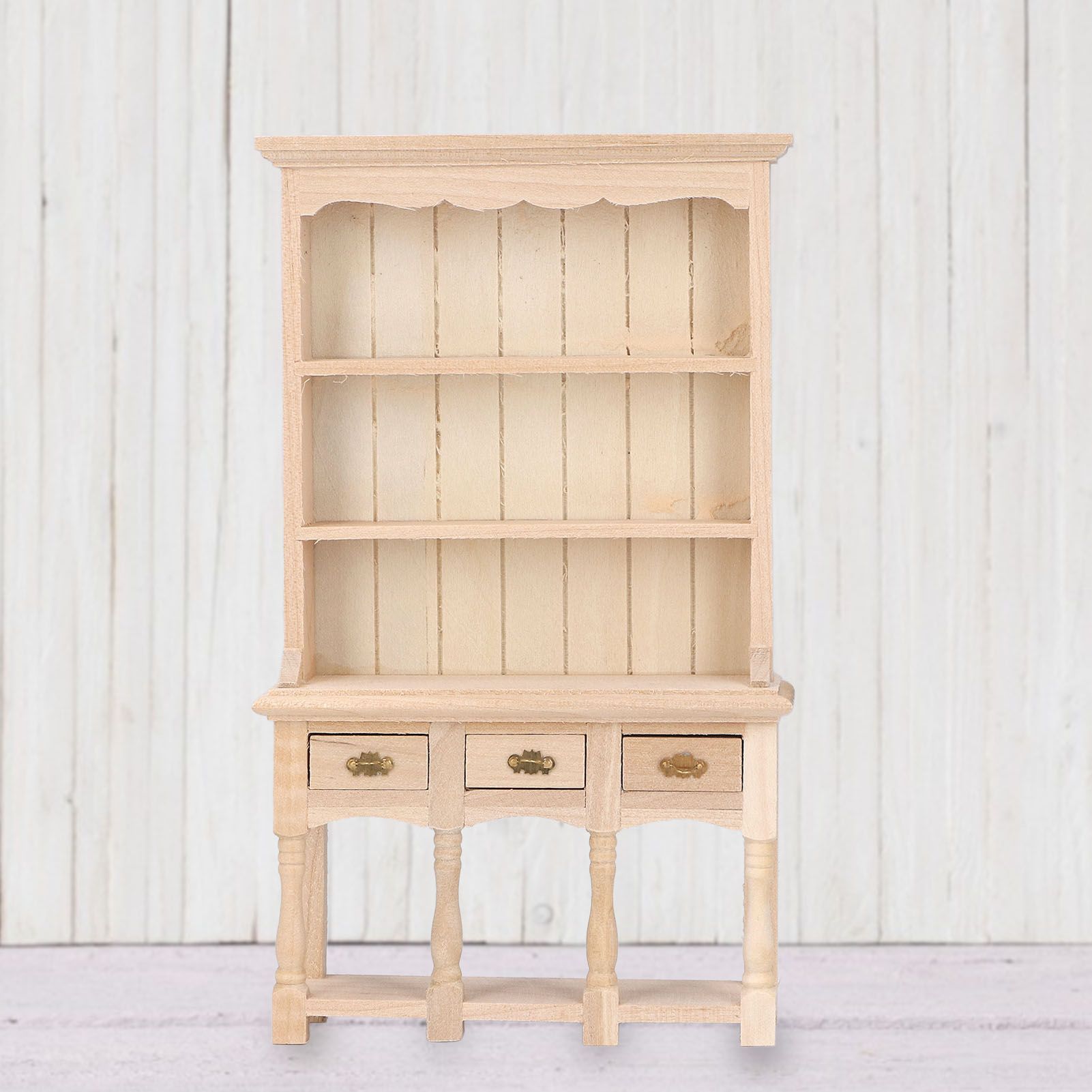 Dollhouse Bookshelf 1/12 Scale 3 Layer Drawer Design Classic Pure Colors DIY Coloring Miniature Bookcase for V1294-YM0523-3115220005611