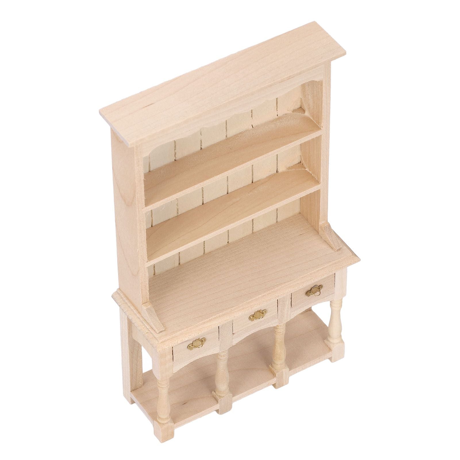 Dollhouse Bookshelf 1/12 Scale 3 Layer Drawer Design Classic Pure Colors DIY Coloring Miniature Bookcase for V1294-YM0523-3115220005611