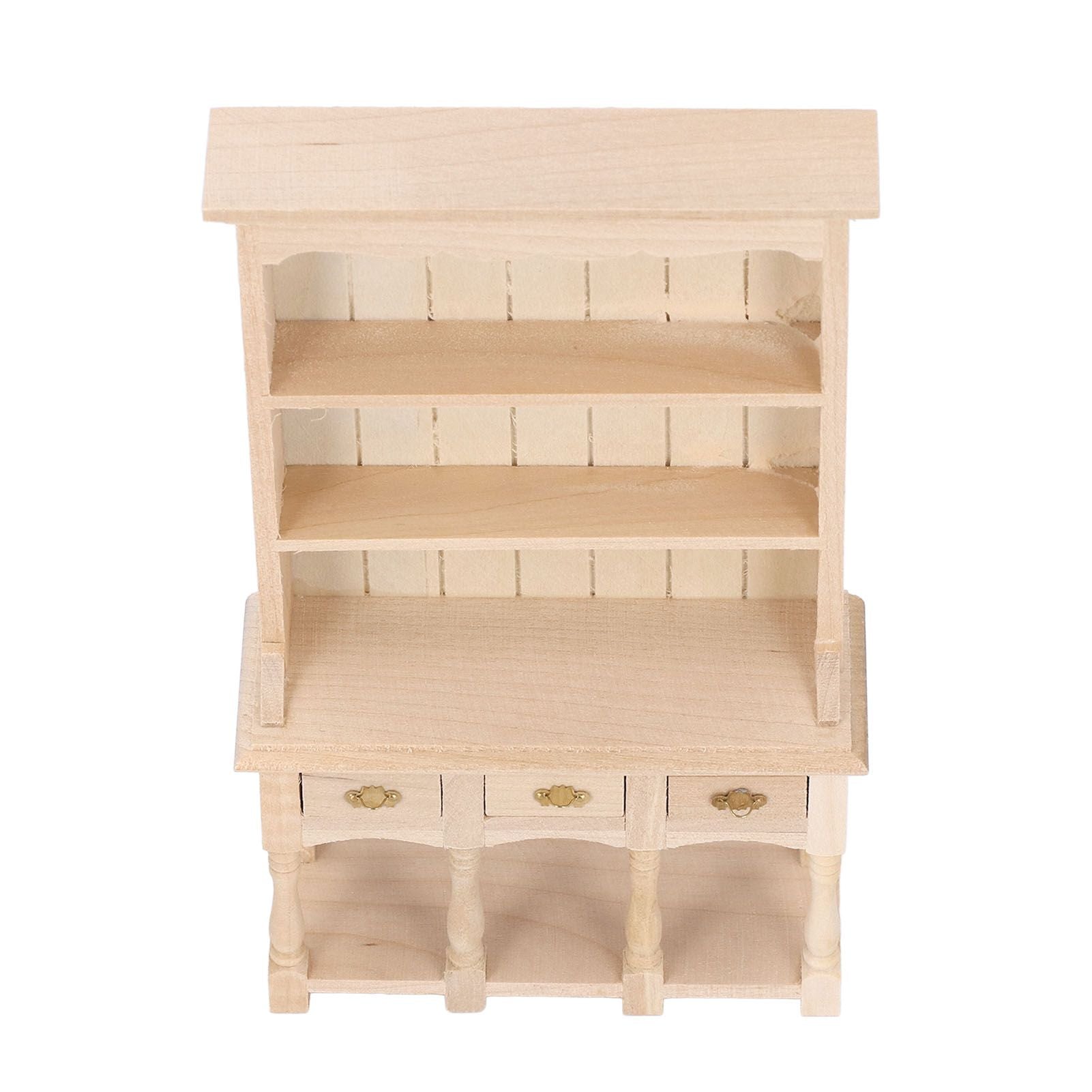 Dollhouse Bookshelf 1/12 Scale 3 Layer Drawer Design Classic Pure Colors DIY Coloring Miniature Bookcase for V1294-YM0523-3115220005611