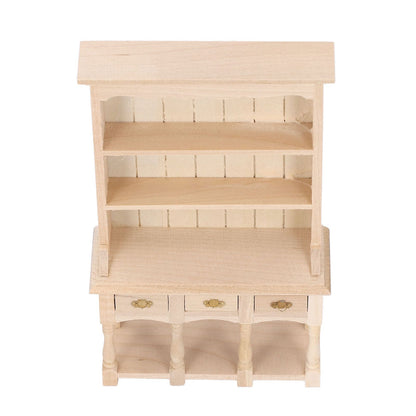 Dollhouse Bookshelf 1/12 Scale 3 Layer Drawer Design Classic Pure Colors DIY Coloring Miniature Bookcase for V1294-YM0523-3115220005611