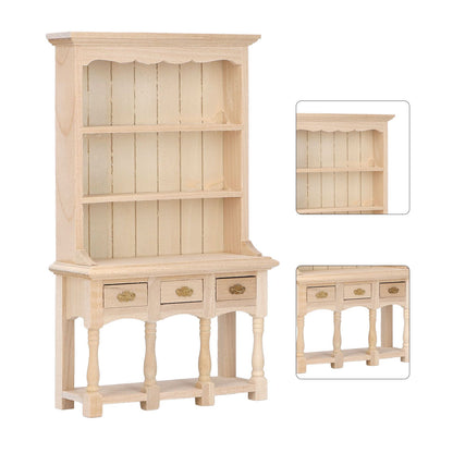Dollhouse Bookshelf 1/12 Scale 3 Layer Drawer Design Classic Pure Colors DIY Coloring Miniature Bookcase for V1294-YM0523-3115220005611