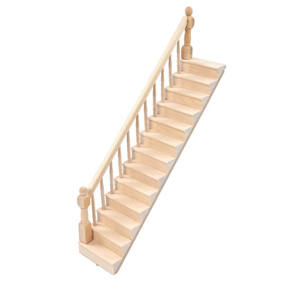 Doll House Stairs Glossy Rounded Corners Birch Material DIY Vivd Cute 1/12 Scale Miniature Staircase for V1294-YM0523-3115220005712