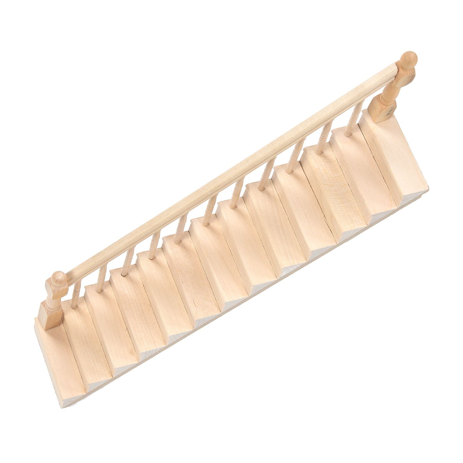 Doll House Stairs Glossy Rounded Corners Birch Material DIY Vivd Cute 1/12 Scale Miniature Staircase for V1294-YM0523-3115220005712