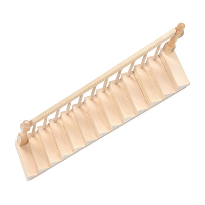 Doll House Stairs Glossy Rounded Corners Birch Material DIY Vivd Cute 1/12 Scale Miniature Staircase for V1294-YM0523-3115220005712