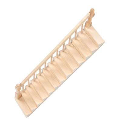 Doll House Stairs Glossy Rounded Corners Birch Material DIY Vivd Cute 1/12 Scale Miniature Staircase for V1294-YM0523-3115220005712