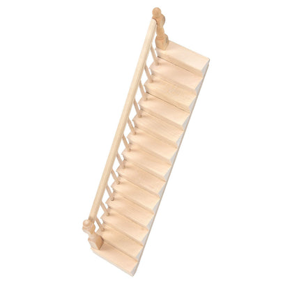 Doll House Stairs Glossy Rounded Corners Birch Material DIY Vivd Cute 1/12 Scale Miniature Staircase for V1294-YM0523-3115220005712