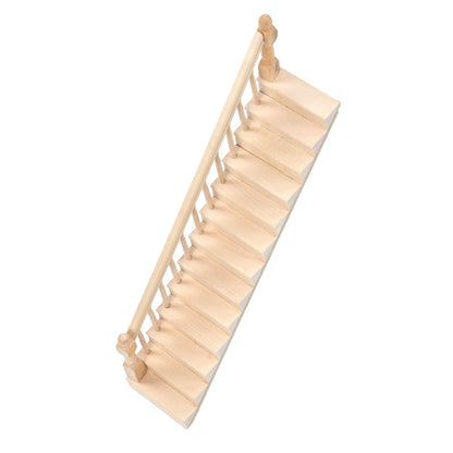 Doll House Stairs Glossy Rounded Corners Birch Material DIY Vivd Cute 1/12 Scale Miniature Staircase for V1294-YM0523-3115220005712