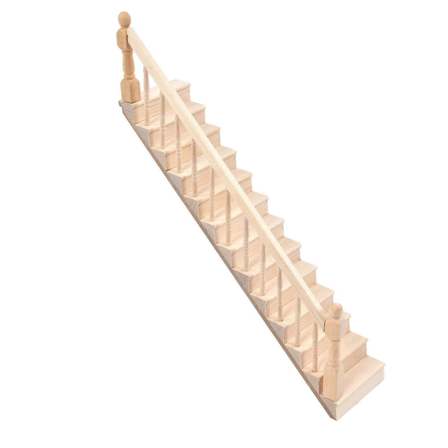 Doll House Stairs Glossy Rounded Corners Birch Material DIY Vivd Cute 1/12 Scale Miniature Staircase for V1294-YM0523-3115220005712