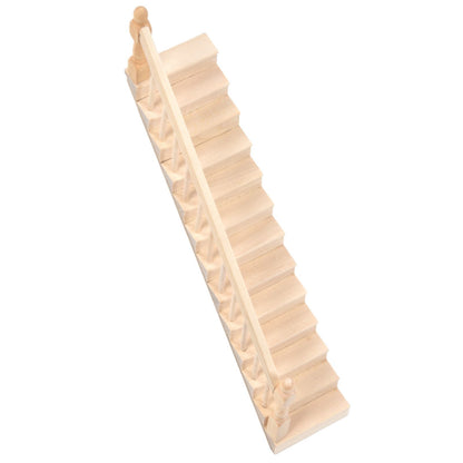 Doll House Stairs Glossy Rounded Corners Birch Material DIY Vivd Cute 1/12 Scale Miniature Staircase for V1294-YM0523-3115220005712