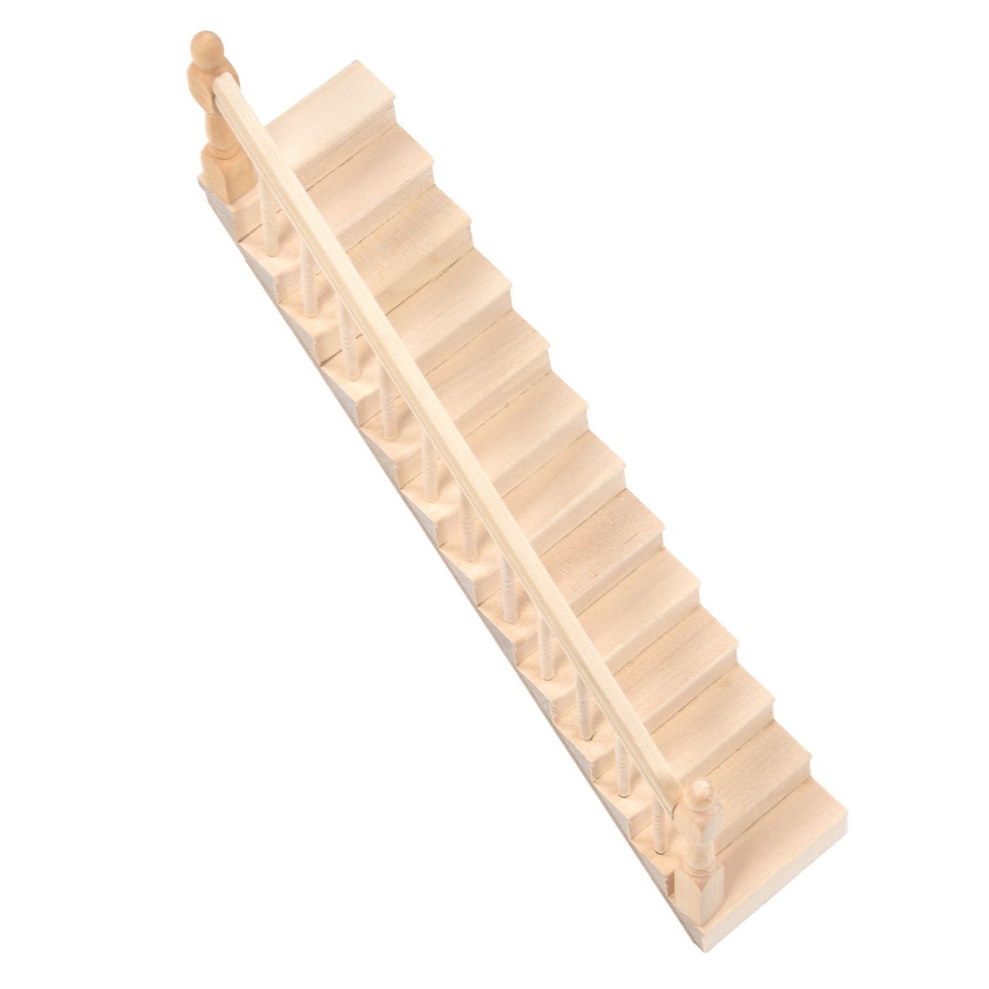 Doll House Stairs Glossy Rounded Corners Birch Material DIY Vivd Cute 1/12 Scale Miniature Staircase for V1294-YM0523-3115220005712