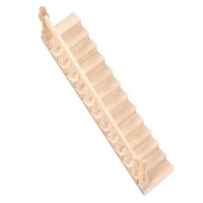Doll House Stairs Glossy Rounded Corners Birch Material DIY Vivd Cute 1/12 Scale Miniature Staircase for V1294-YM0523-3115220005712