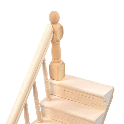 Doll House Stairs Glossy Rounded Corners Birch Material DIY Vivd Cute 1/12 Scale Miniature Staircase for V1294-YM0523-3115220005712