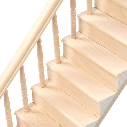 Doll House Stairs Glossy Rounded Corners Birch Material DIY Vivd Cute 1/12 Scale Miniature Staircase for V1294-YM0523-3115220005712