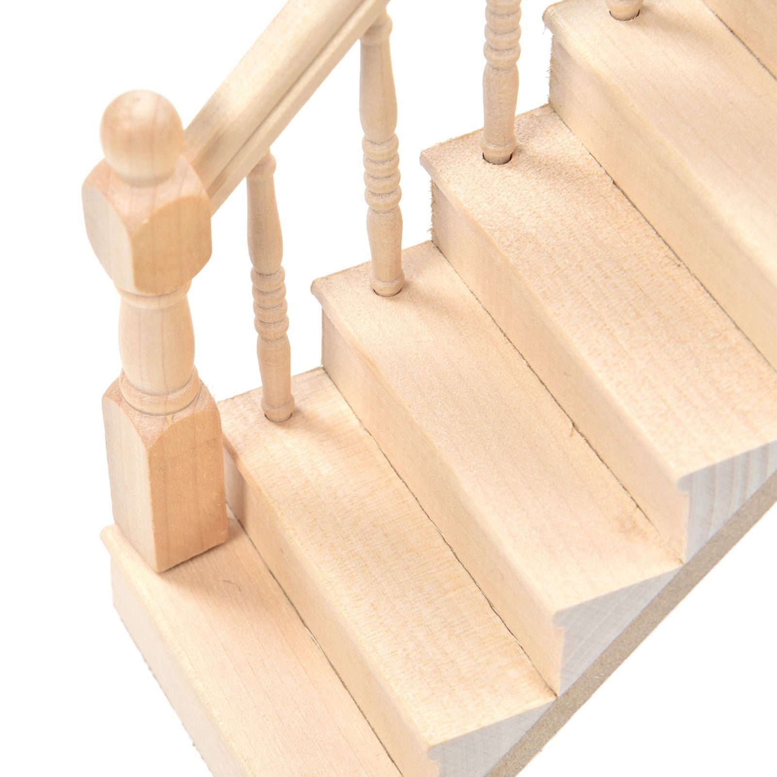 Doll House Stairs Glossy Rounded Corners Birch Material DIY Vivd Cute 1/12 Scale Miniature Staircase for V1294-YM0523-3115220005712