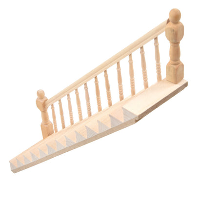 Doll House Stairs Glossy Rounded Corners Birch Material DIY Vivd Cute 1/12 Scale Miniature Staircase for V1294-YM0523-3115220005712
