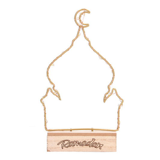 LED Ramadan Ornament Wooden Muslin Ramadan Crafts Light Festival Decoration for Household V1294-YM0523-3115220006411