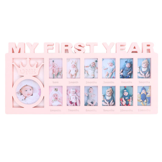 Newborn Photo Frame Durable Polished 12 Small Picture Frames Record Baby's Monthly Growth Baby Photo Frame V1294-YM0523-3115220007312