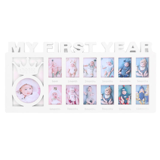 Newborn Photo Frame Durable Polished 12 Small Picture Frames Record Baby's Monthly Growth Baby Photo Frame V1294-YM0523-3115220007313