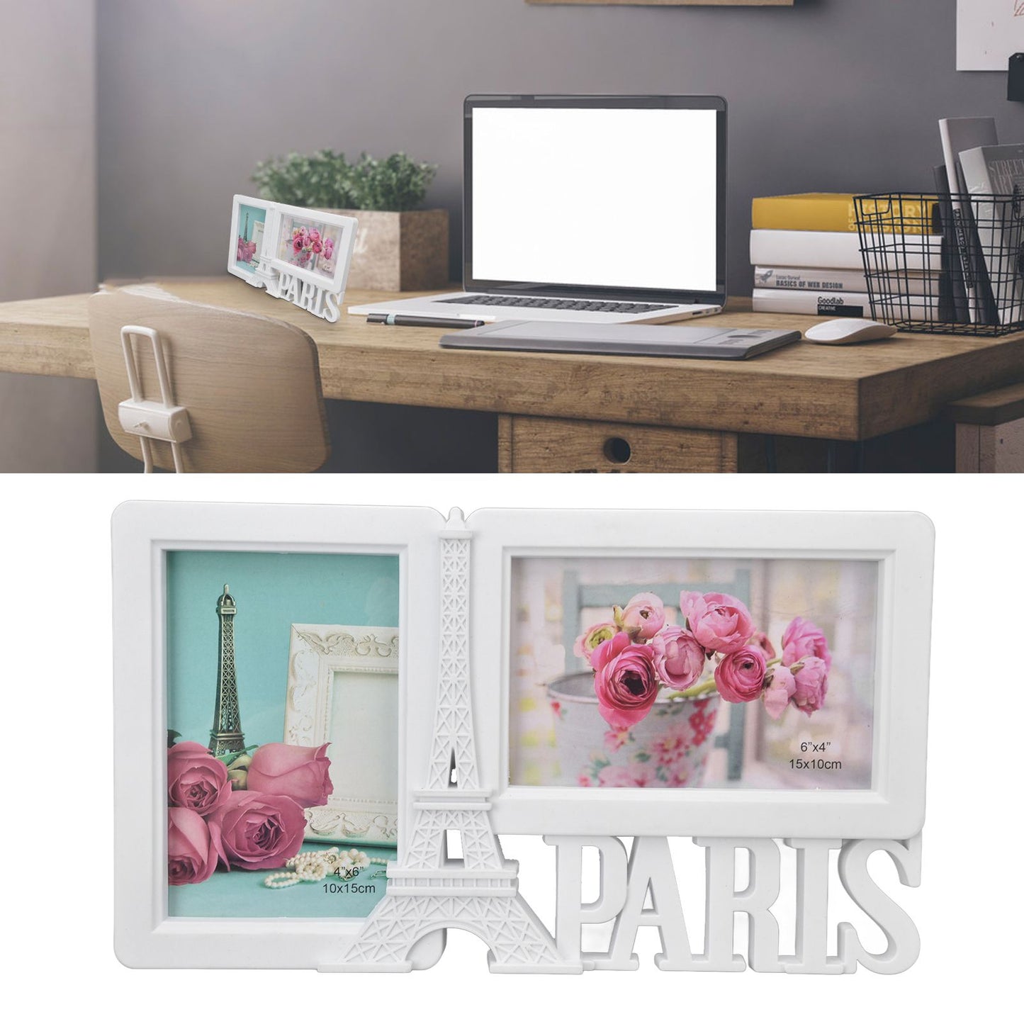 2PCS Rectangle Photo Frame Home Decorative Photo Frame 2 Hole Wedding Picture Frame for Bedroom Party V1294-YM0523-3115220008211