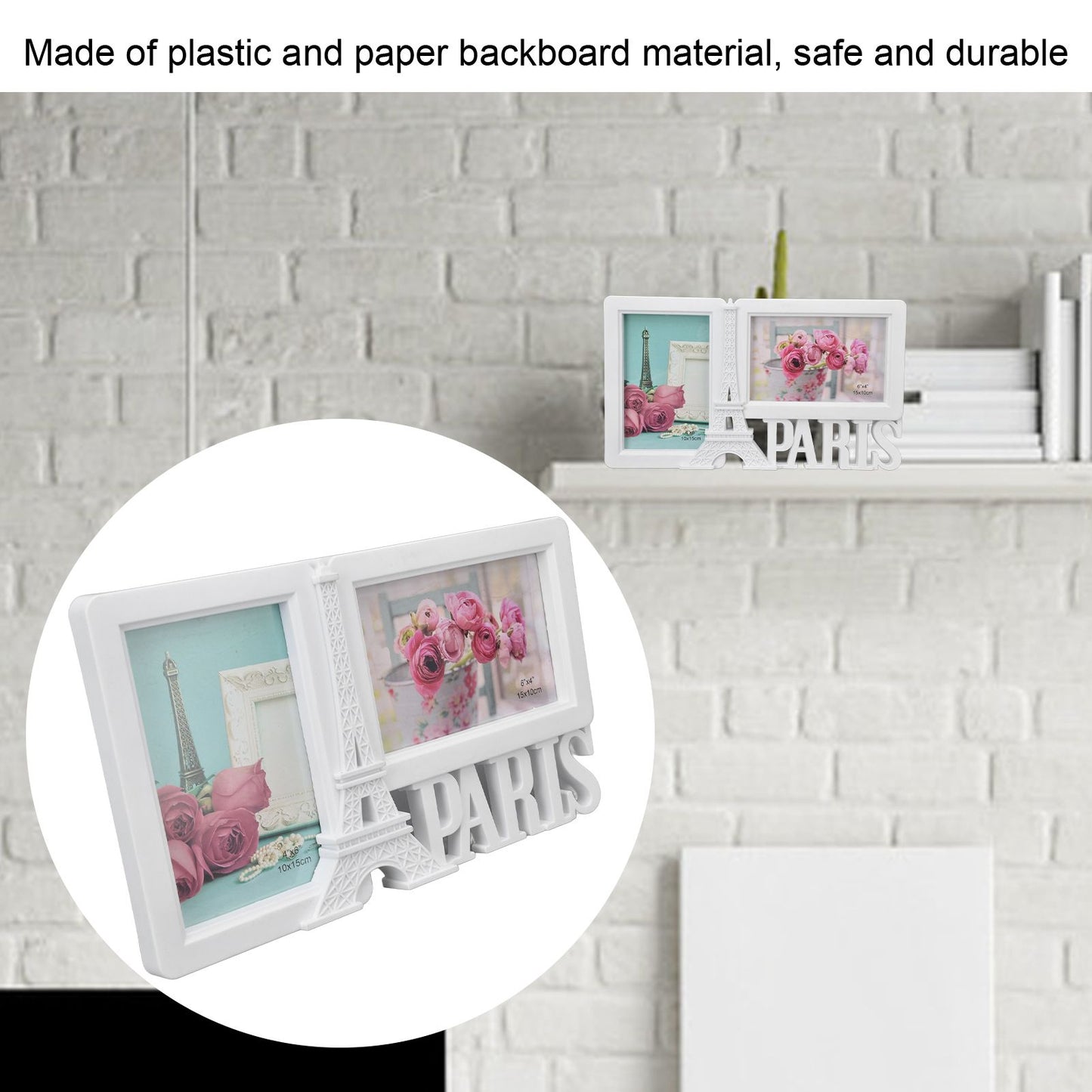 2PCS Rectangle Photo Frame Home Decorative Photo Frame 2 Hole Wedding Picture Frame for Bedroom Party V1294-YM0523-3115220008211