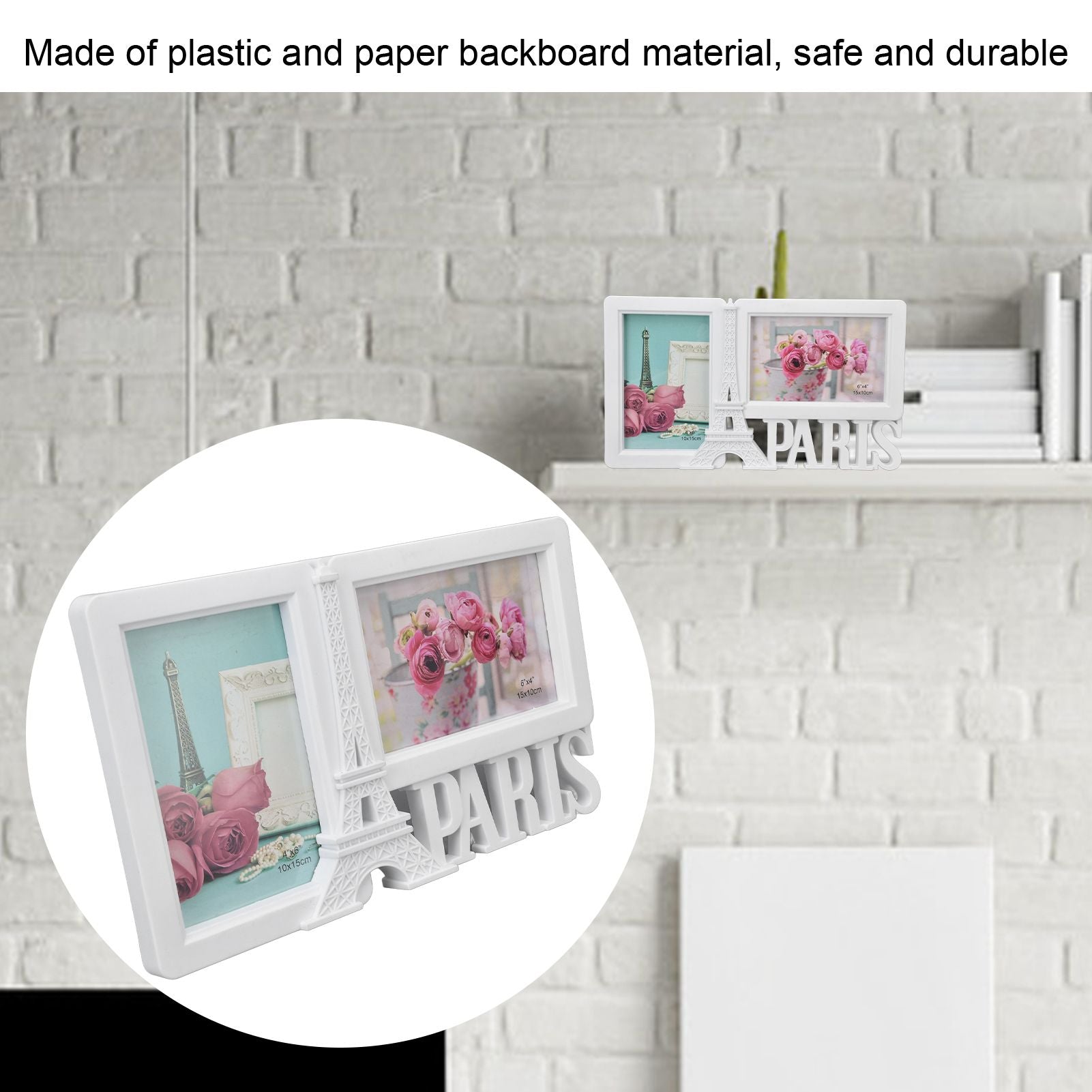 2PCS Rectangle Photo Frame Home Decorative Photo Frame 2 Hole Wedding Picture Frame for Bedroom Party V1294-YM0523-3115220008211