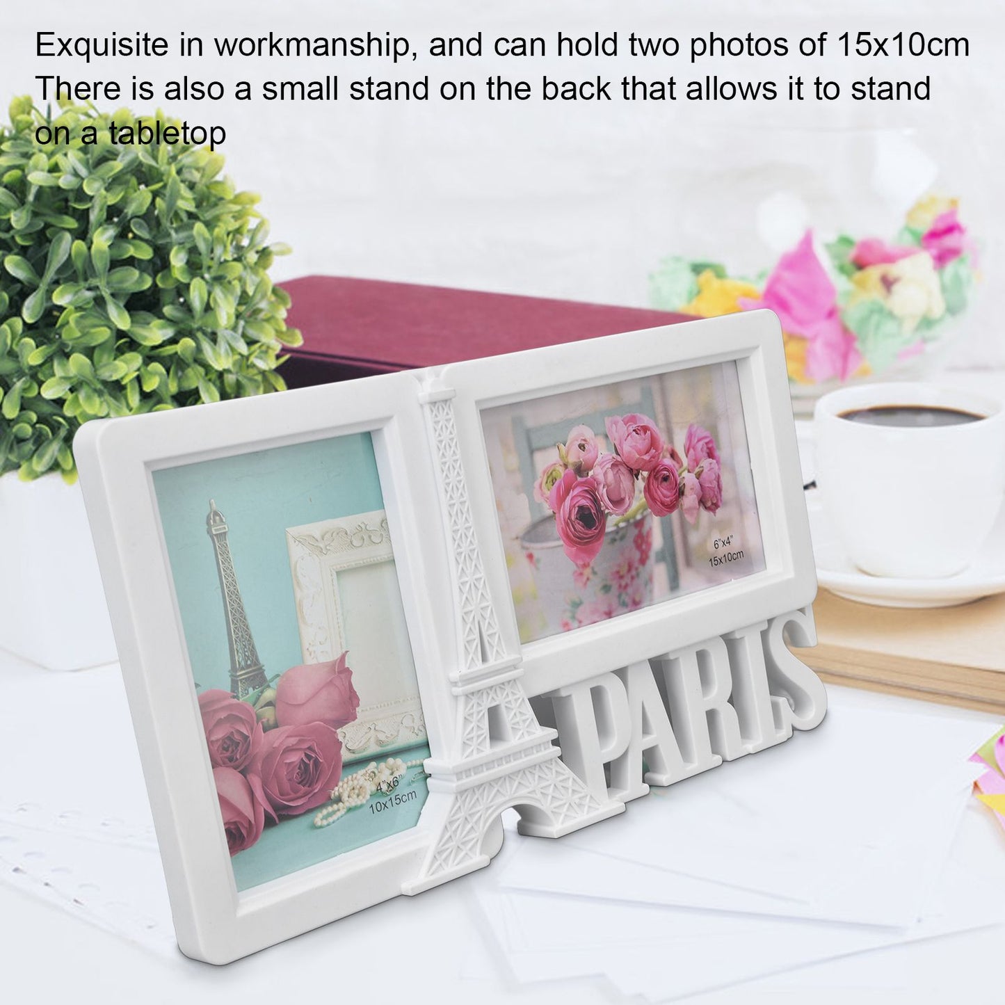 2PCS Rectangle Photo Frame Home Decorative Photo Frame 2 Hole Wedding Picture Frame for Bedroom Party V1294-YM0523-3115220008211