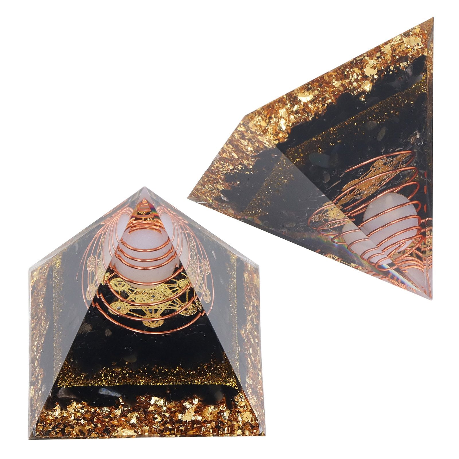 Orgone Pyramid Decorative Balancing Energy Power Stone Pyramid Ornament for Yoga Meditation Bedroom V1294-YM0523-3115220008311