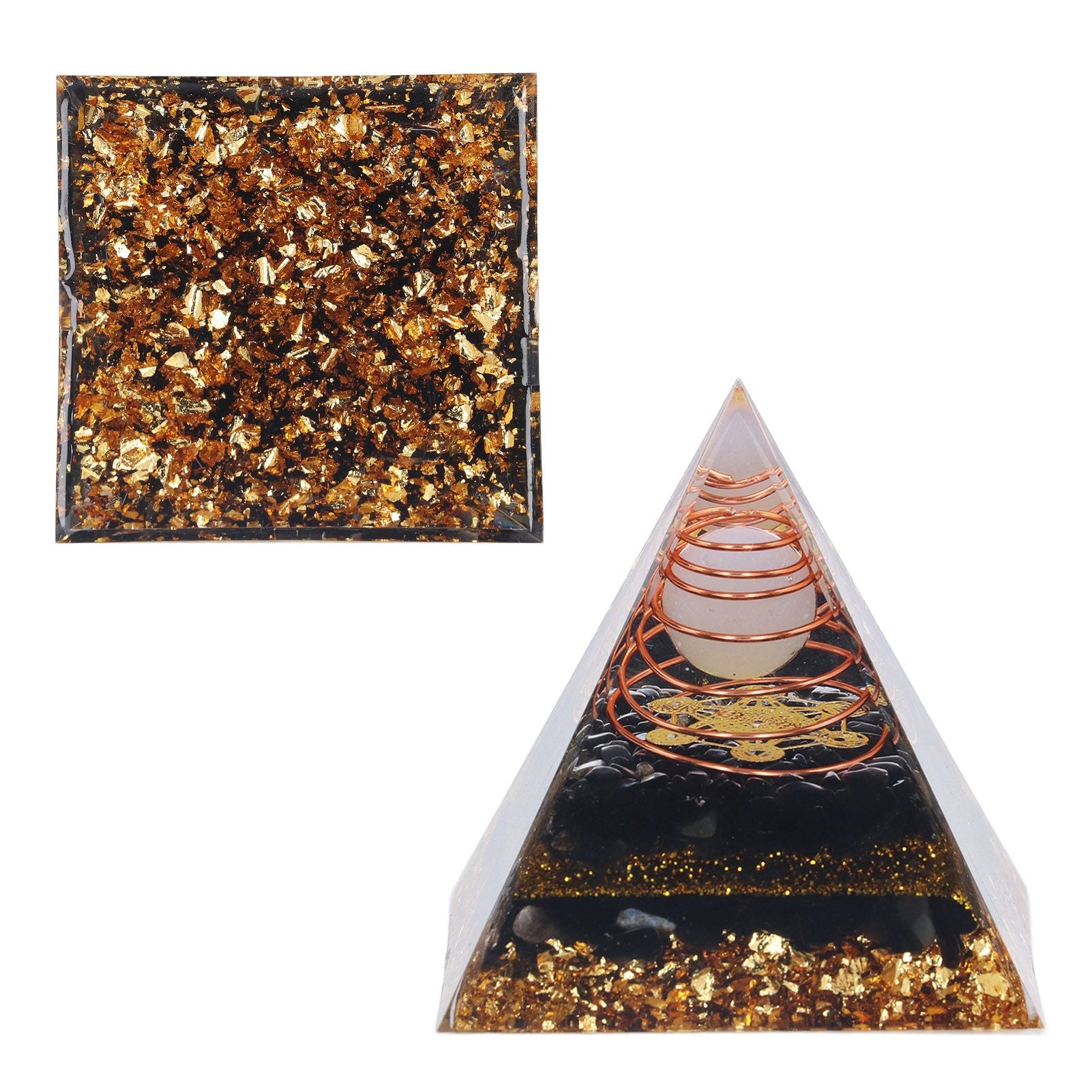 Orgone Pyramid Decorative Balancing Energy Power Stone Pyramid Ornament for Yoga Meditation Bedroom V1294-YM0523-3115220008311